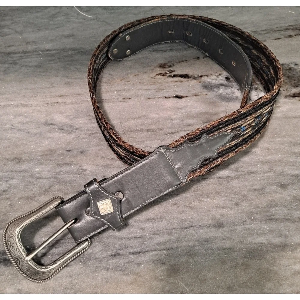 Size‎ 40 Tomy Lama Leather/Twine Multi Colored Belt Western Some Wear